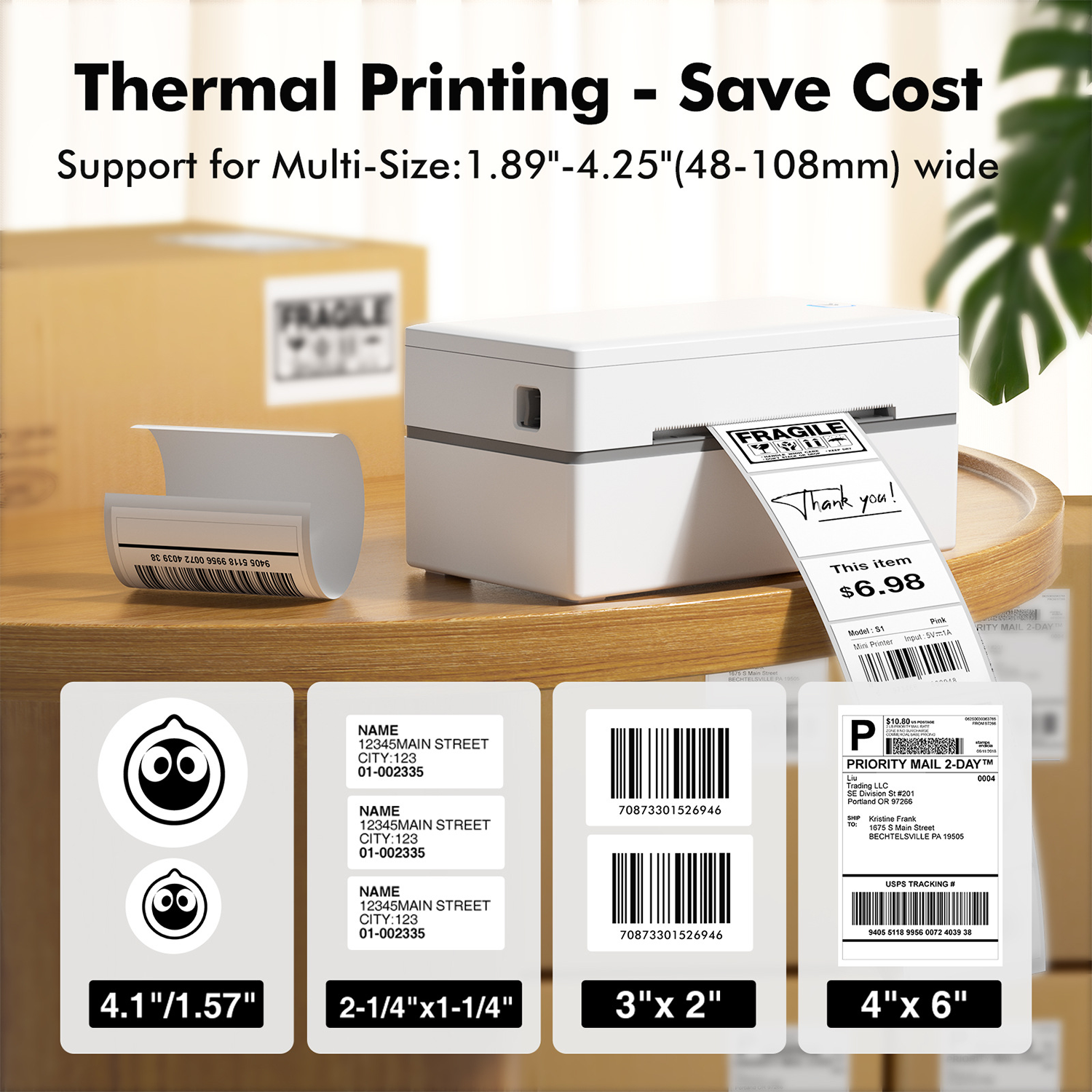 Portable Thermal Bluetooth Label Printer for Small Business 2