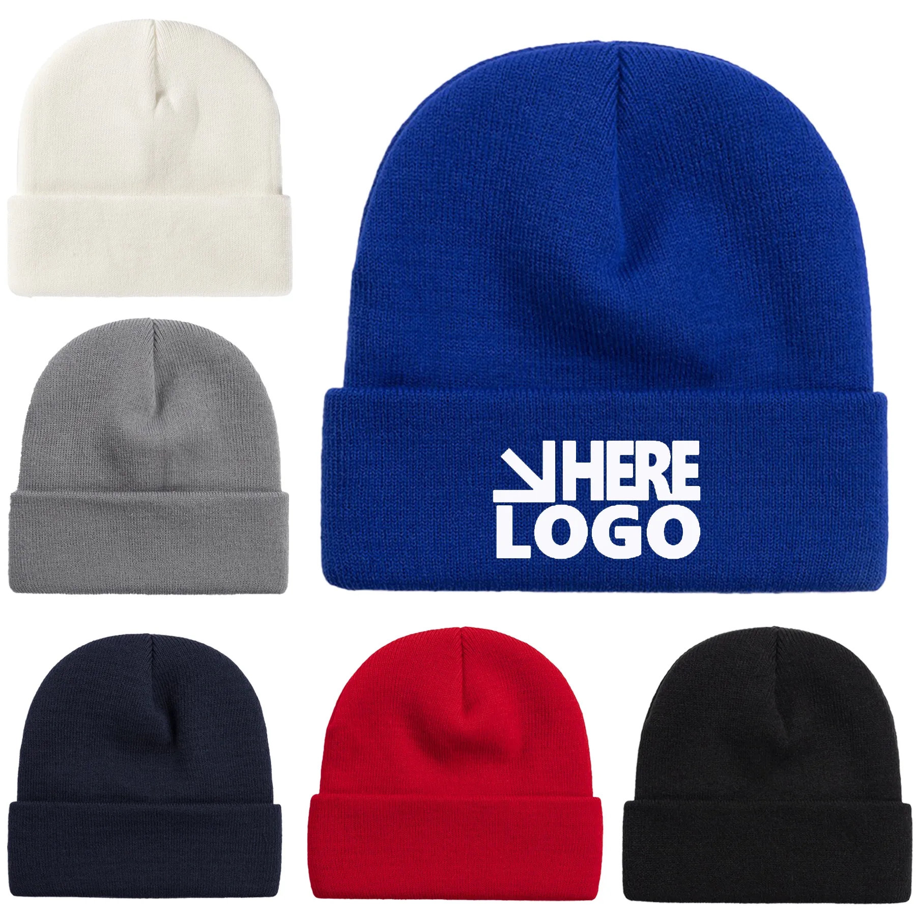 Embroidered Winter Knit Cuff Beanie Cap 3