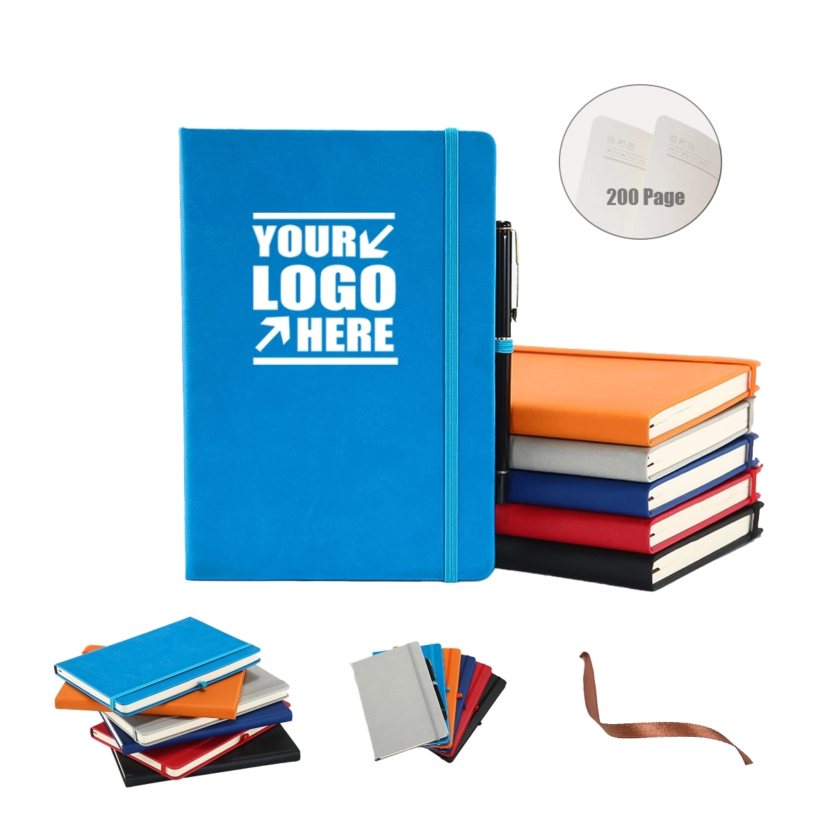 A5 Pu 200 Pages Thick Classic Notebook With Pen Loop 2