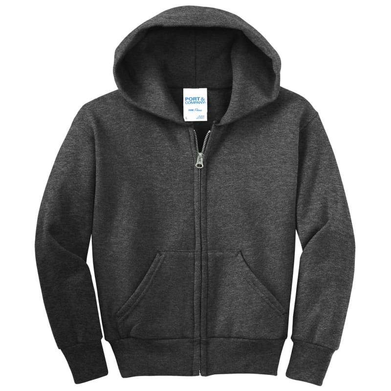 Port & Company - Youth Core Fleece Full-Zip Hooded Sweatshirt. 94