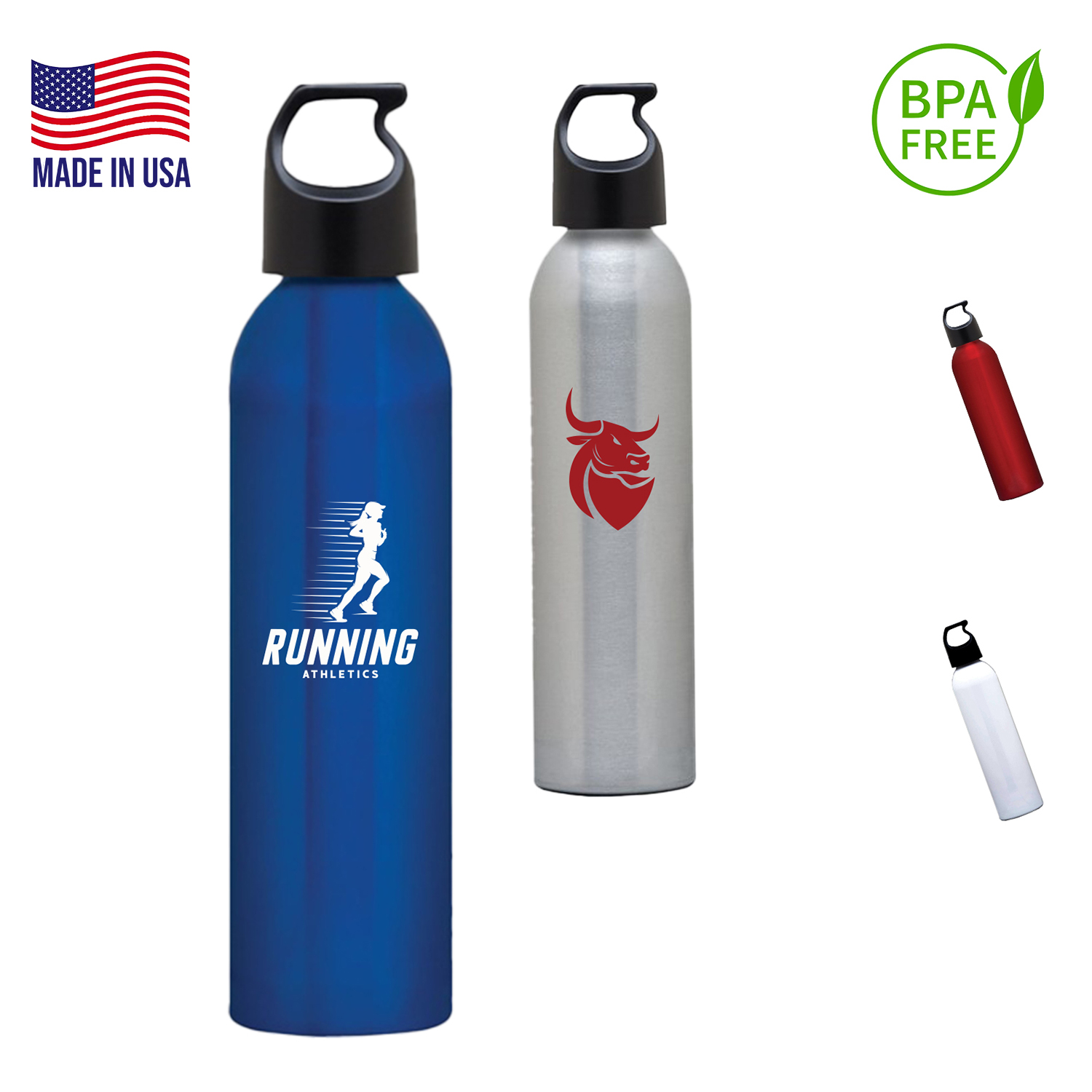 USA Made 24 oz. BPA free Aluminum sports bottles 1