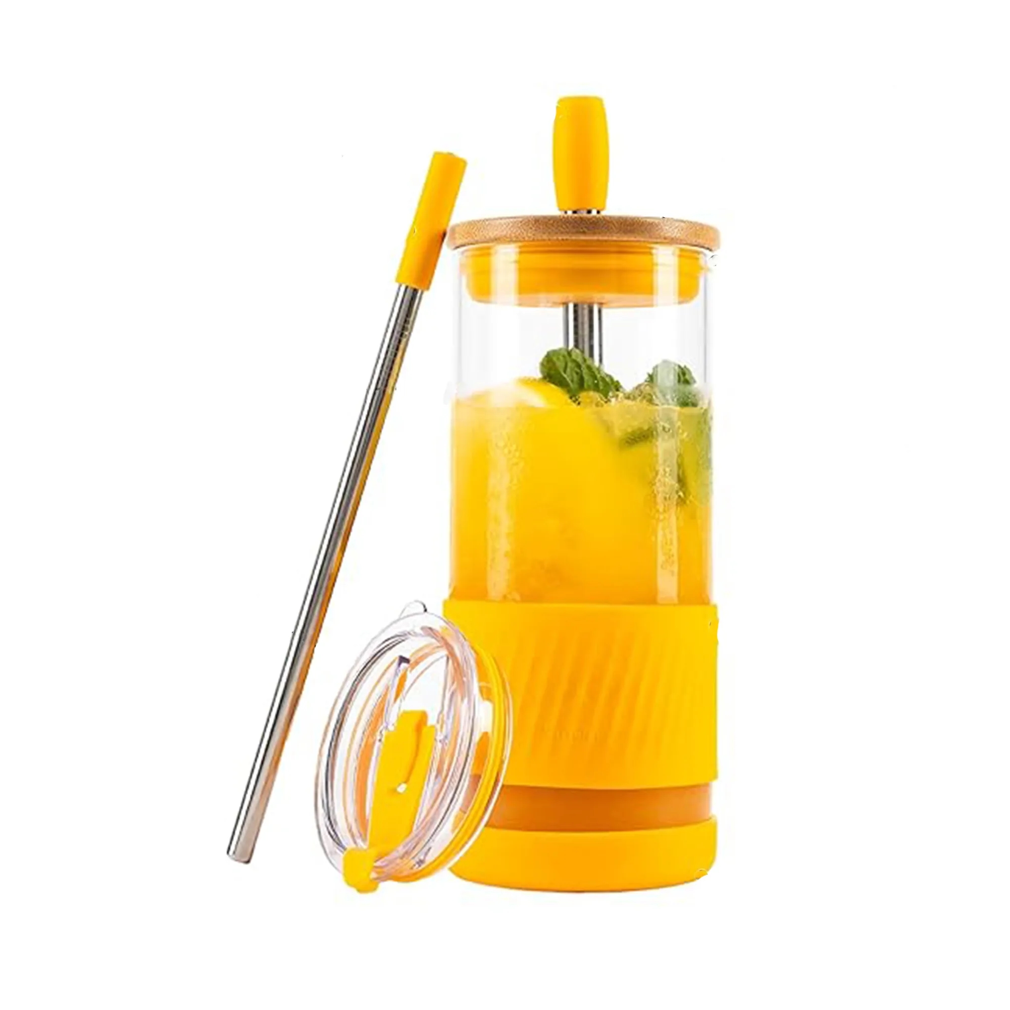 Glass Cups With Lids and Straws 5