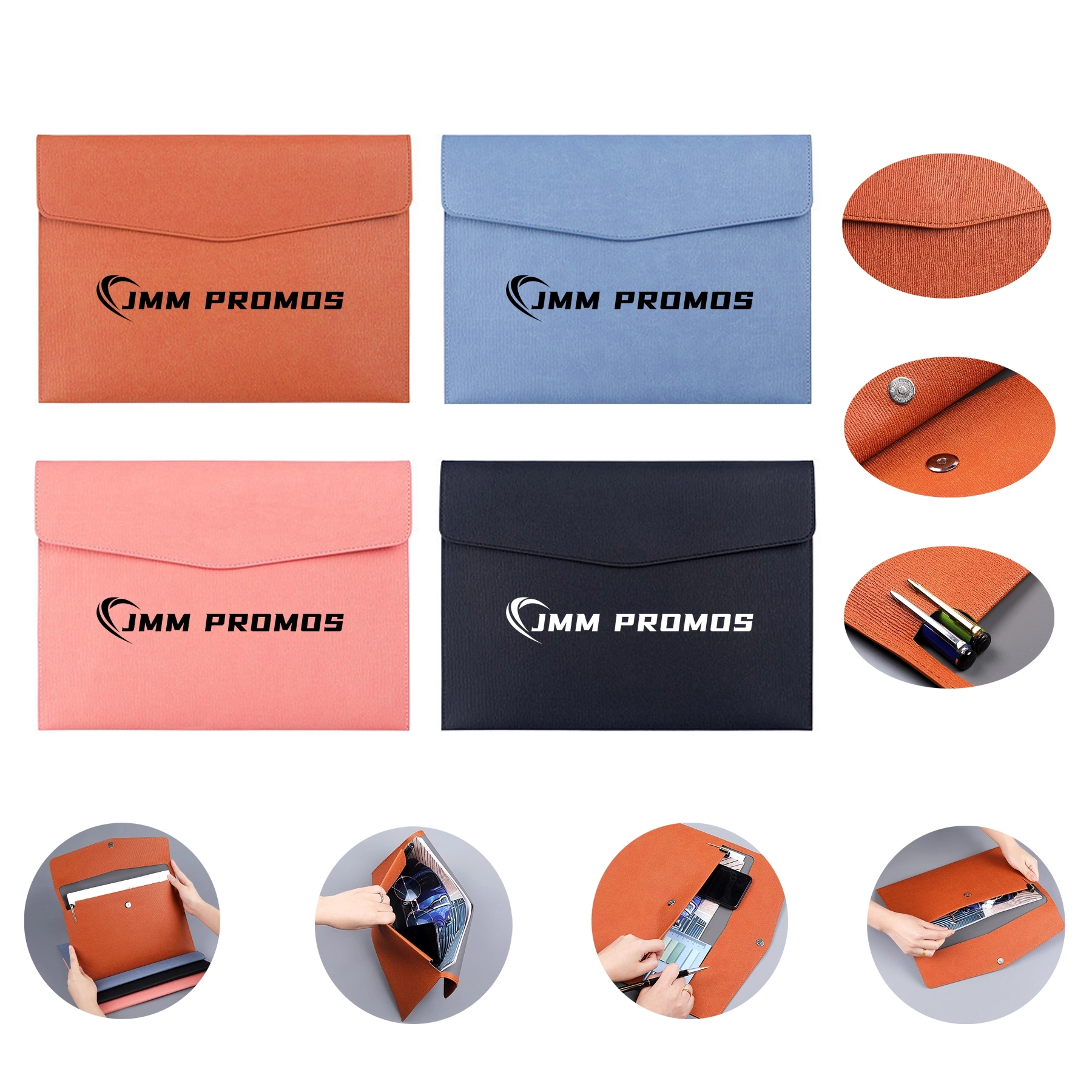 A4 PU Leather Snap Closure Document Folder 2