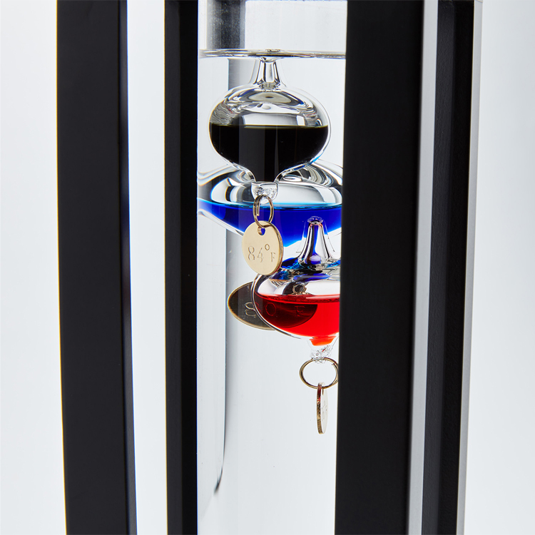 15" Glass Galileo Thermometer in Square Wood Holder 3