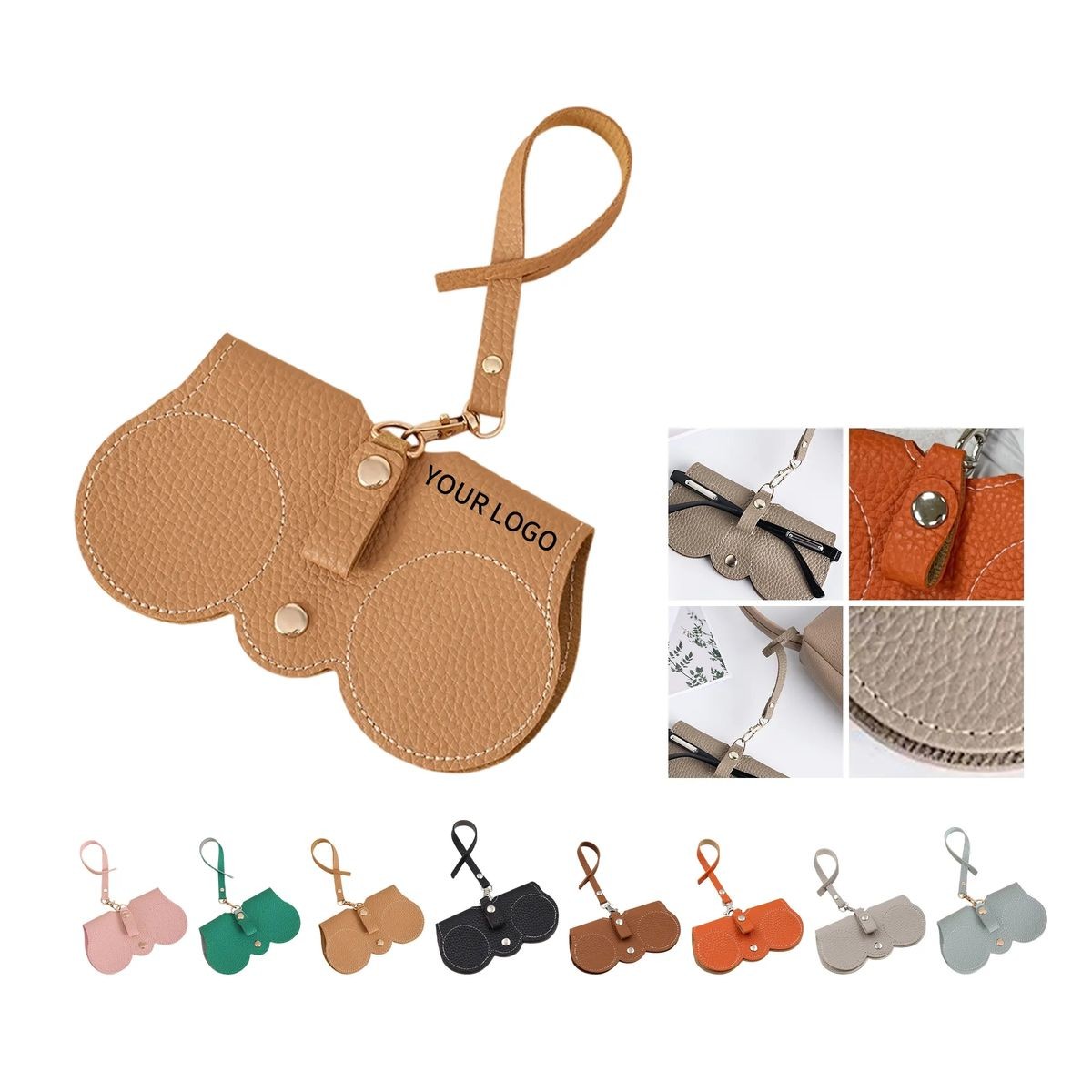Portable Leather Glasses Case with Clip and Customizable Logo 8