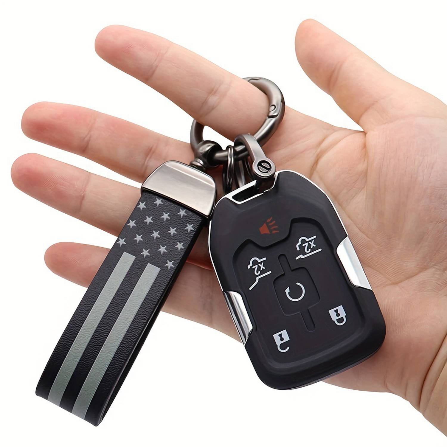 Microfiber Leather American Flag Keychain 10