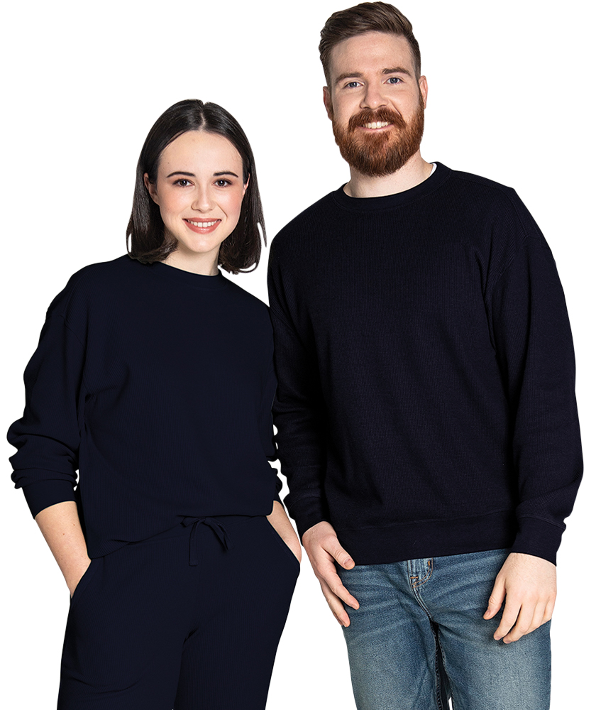 Lightweight Waffle Crew Neck Sweatshirt