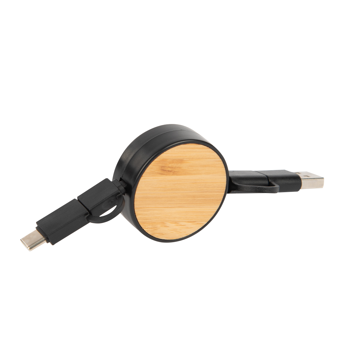 Bamboo Retractable 3-in-1 Charging Cable 1