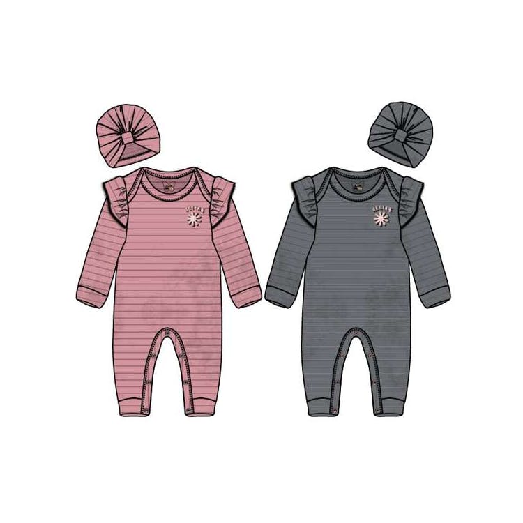 Girls Rib Velour Coveralls with Hat Size 12-24 Months 2