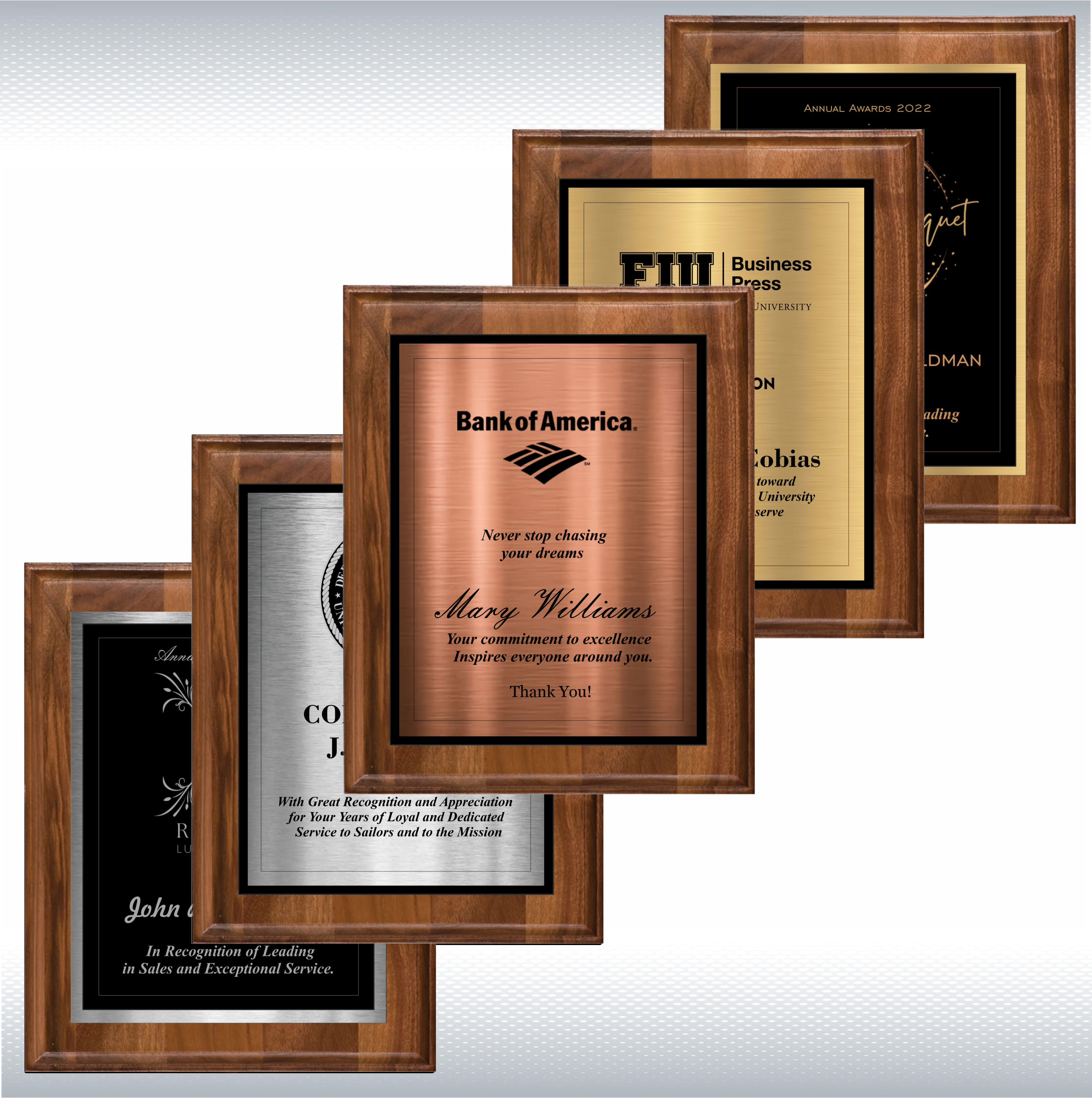 Walnut Wood Plaque w/Choice of Double Plate 15