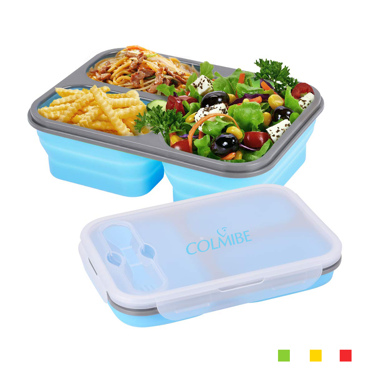 Silicone Folding 3-Compartment Lunch Box 4