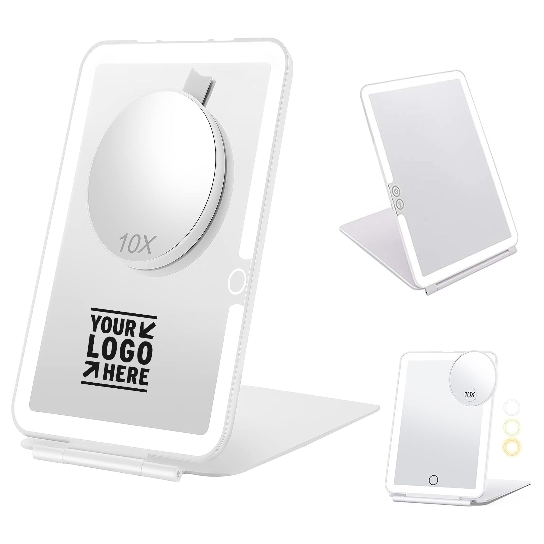 70 LEDS 3 Color Lights Rechargeable Travel Makeup Portable 10X Magnification Lighted Vanity Mirror 2