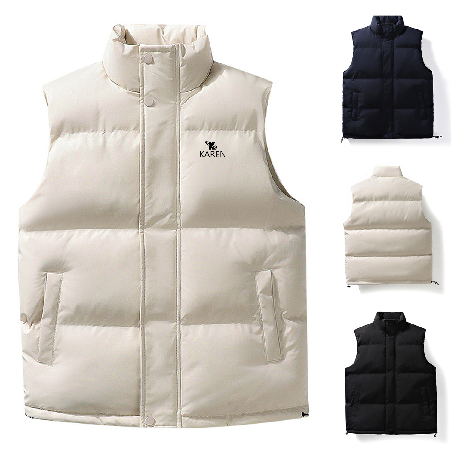 Winter Quilted Cotton Stand Collar Sleeveless Vest 8