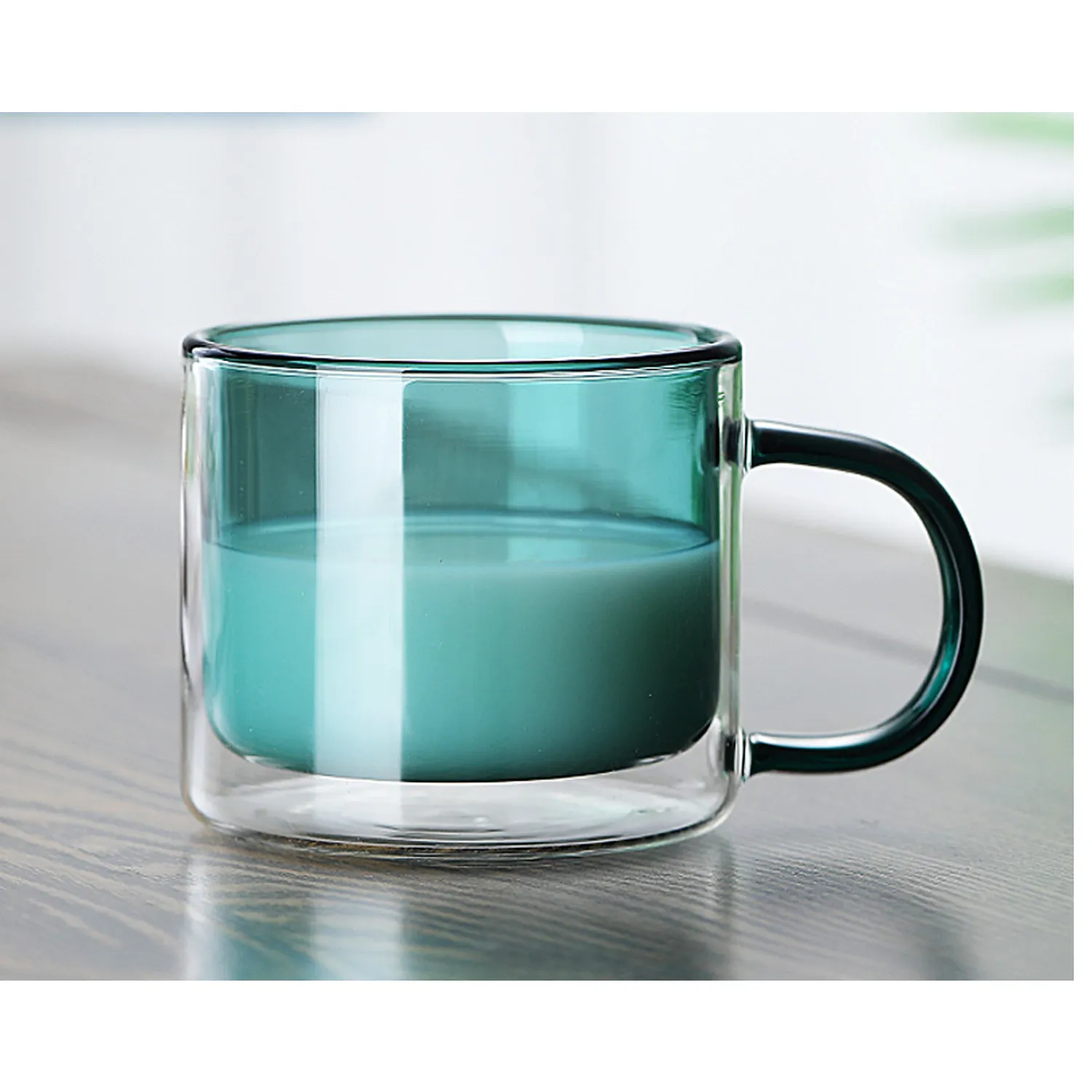 Double Wall Clear Glass Coffee Mugs with handle 6