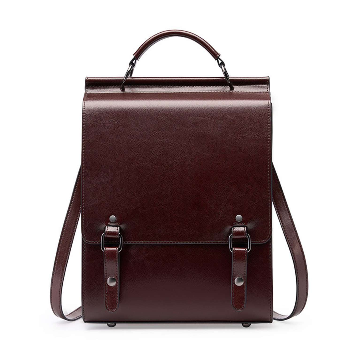 Genuine Leather Ladies Vintage Large Black College Backpacks 1