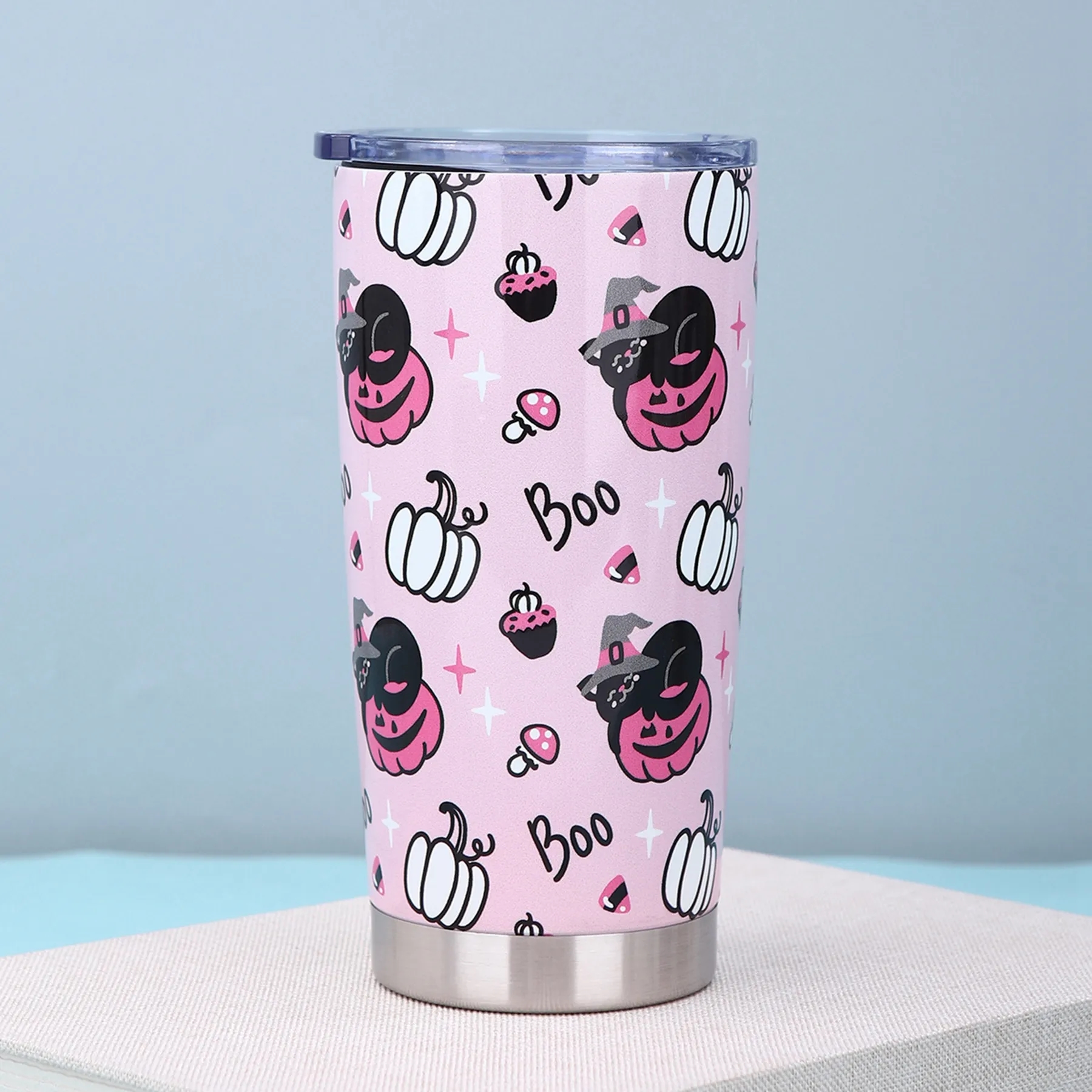 20 Oz. Double Wall Christmas/Halloween Tumbler with Lid 5