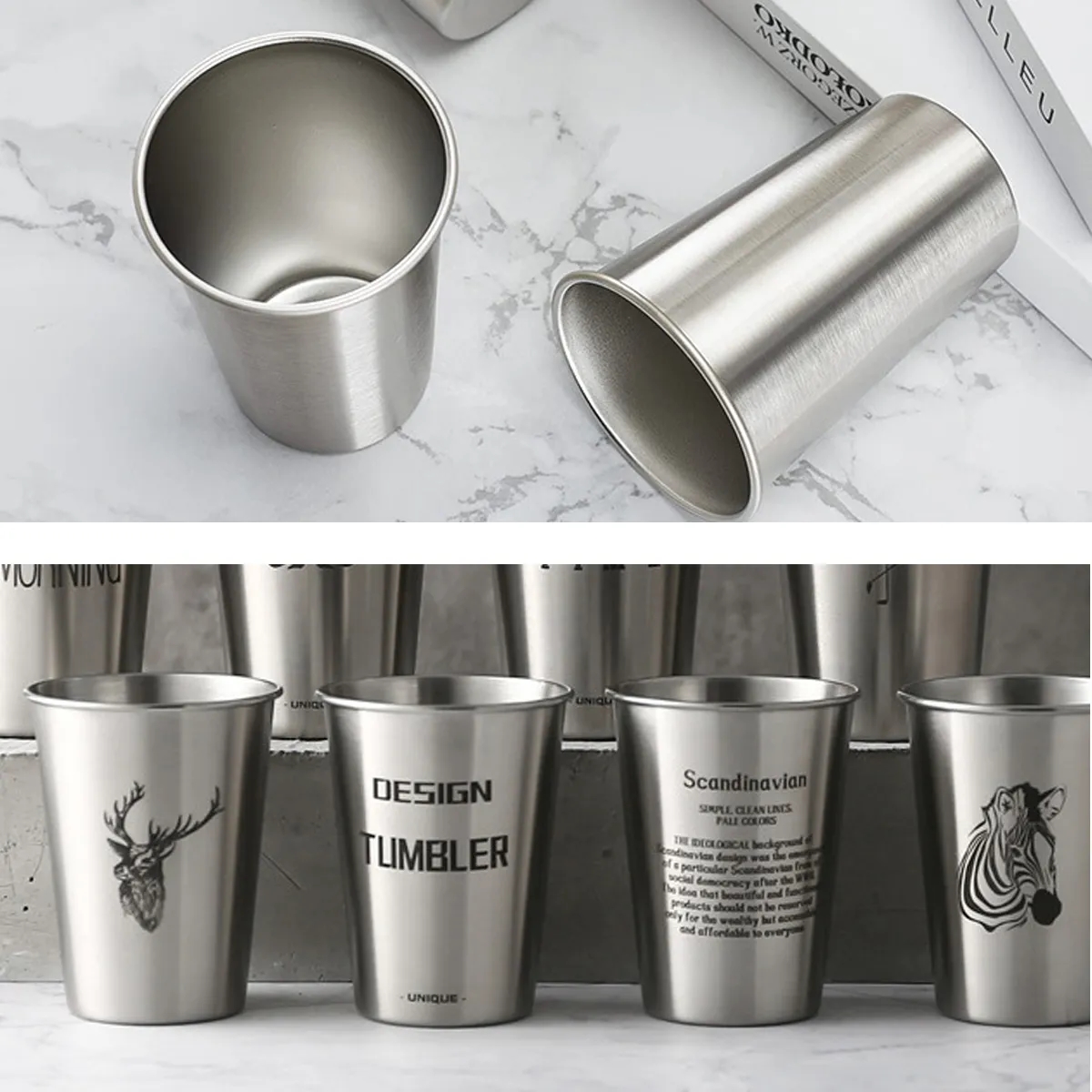 12/17 Oz. Stainless Steel Drinking Cup Beer Tumblers 1