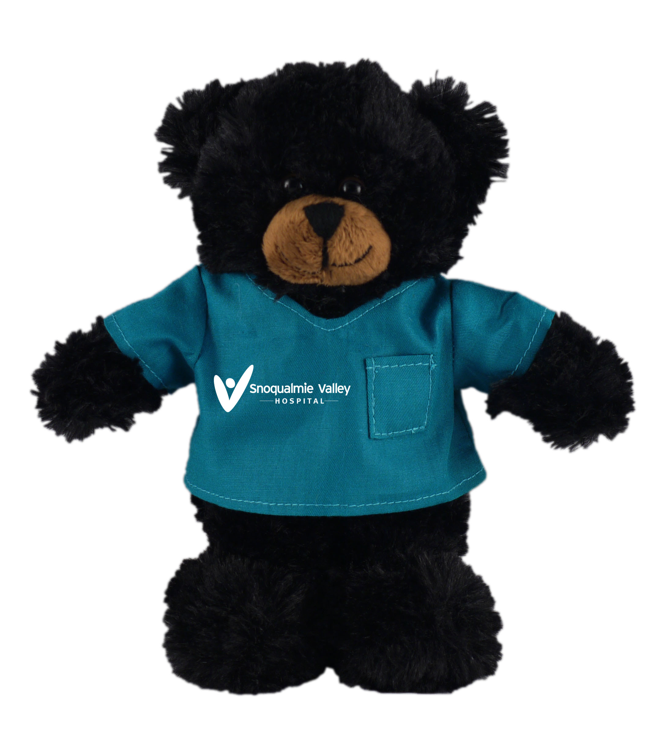 Soft Plush Stuffed Black Bear in scrub shirt 2