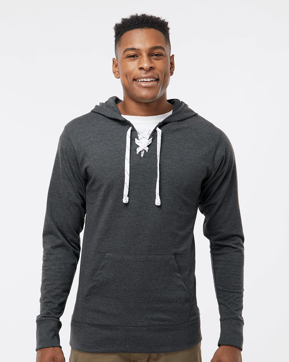 Unisex Jersey Sport Lace Hooded Pullover - 8231 18