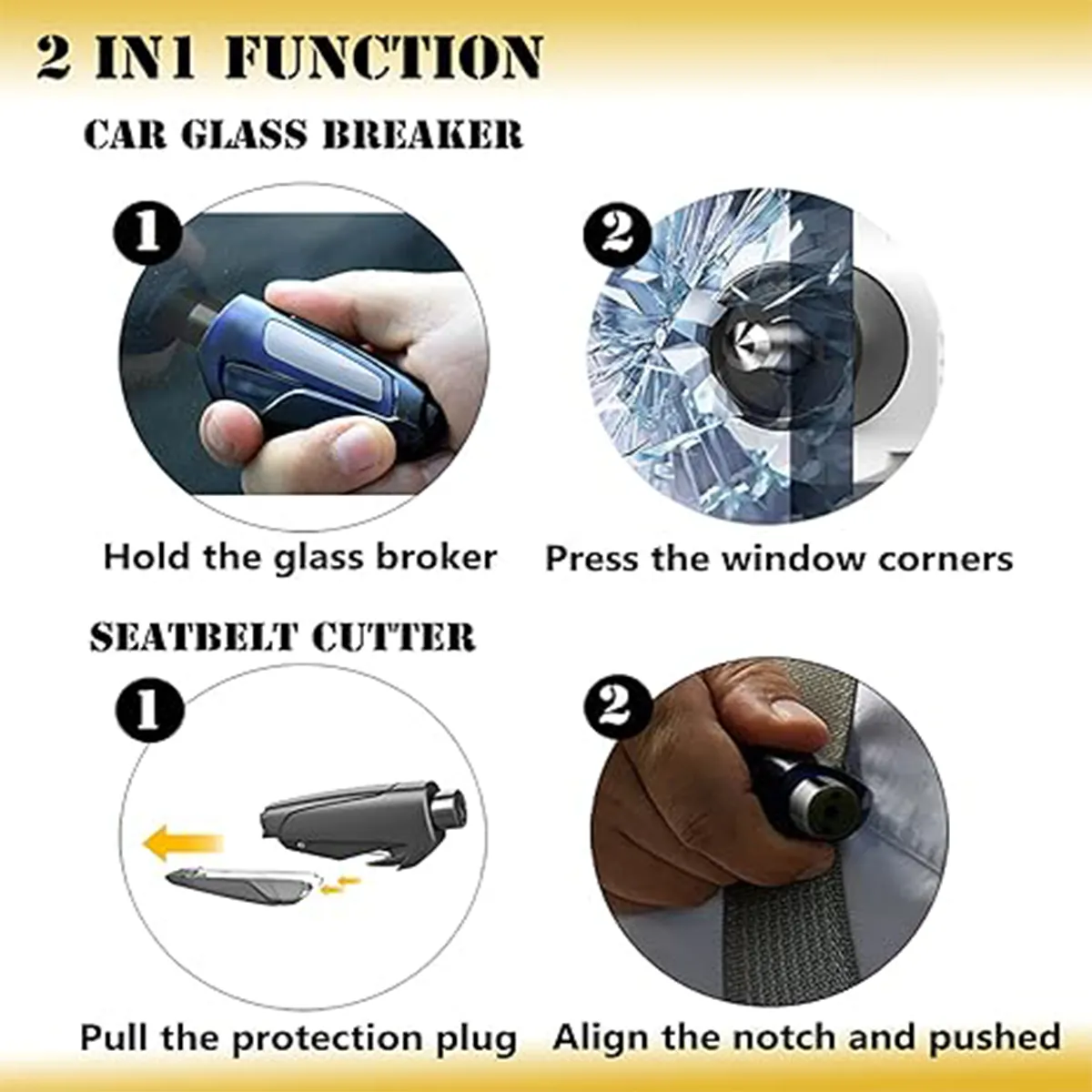 Upgrade Mini Durable Car Broken Window Hammer Key-Chain 6