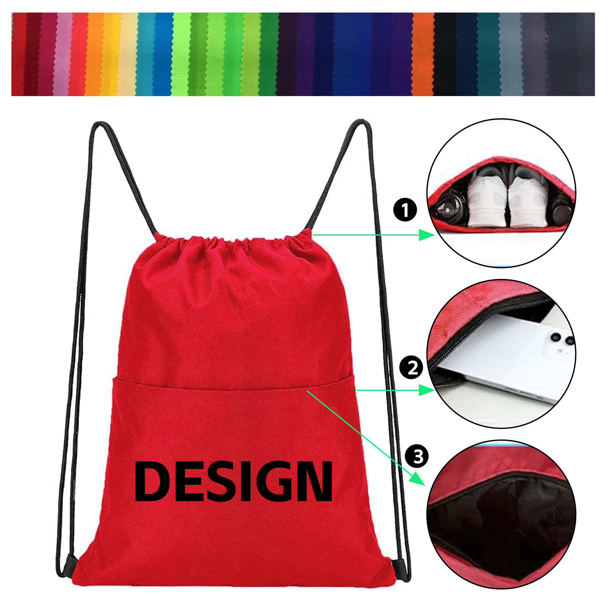 600D Custom Drawstring Bags 2