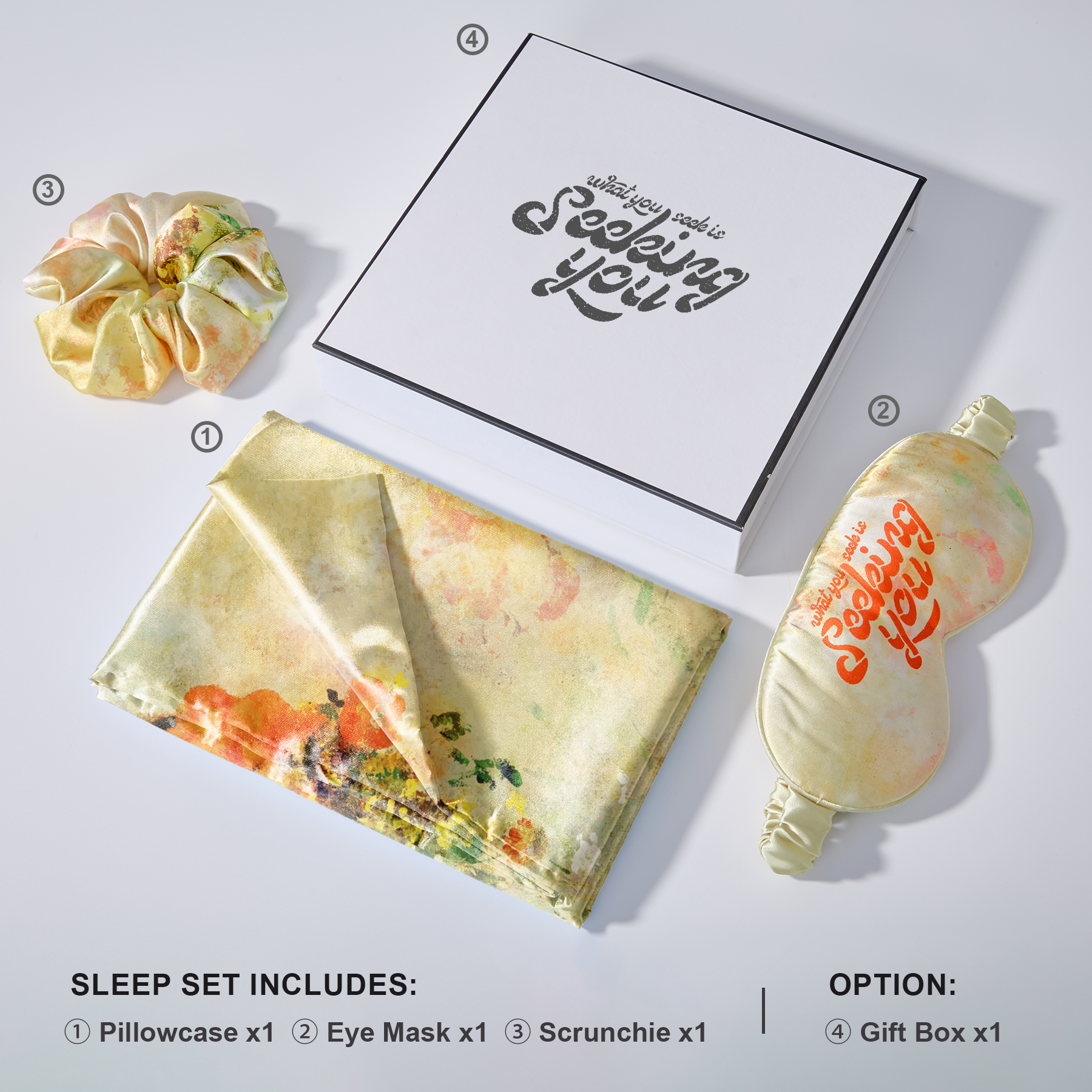 Sleep Set – Pillowcase, Eye Mask, Scrunchie 2