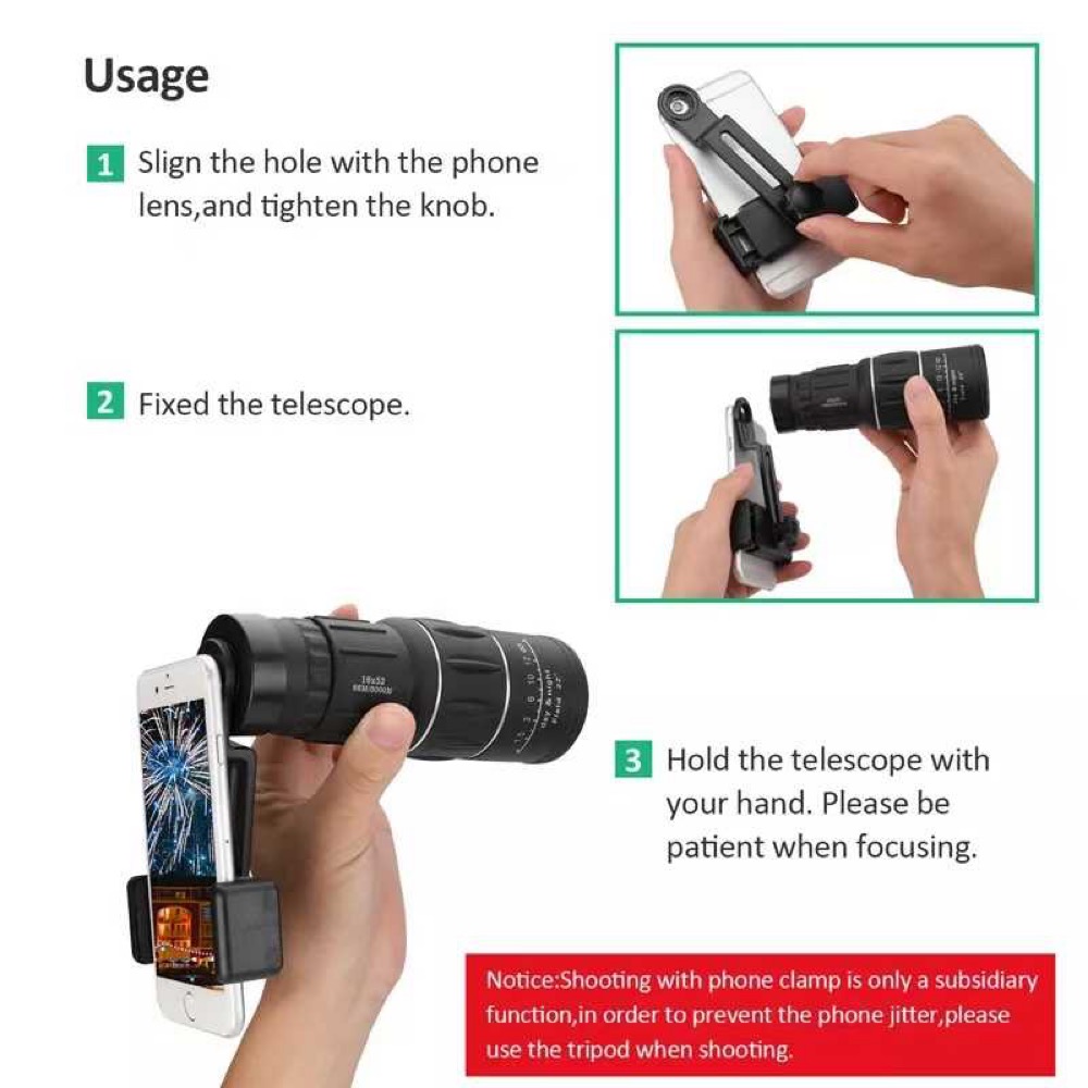 Monocular Telescope 16x52 Long Range HD Spotting Scope 4