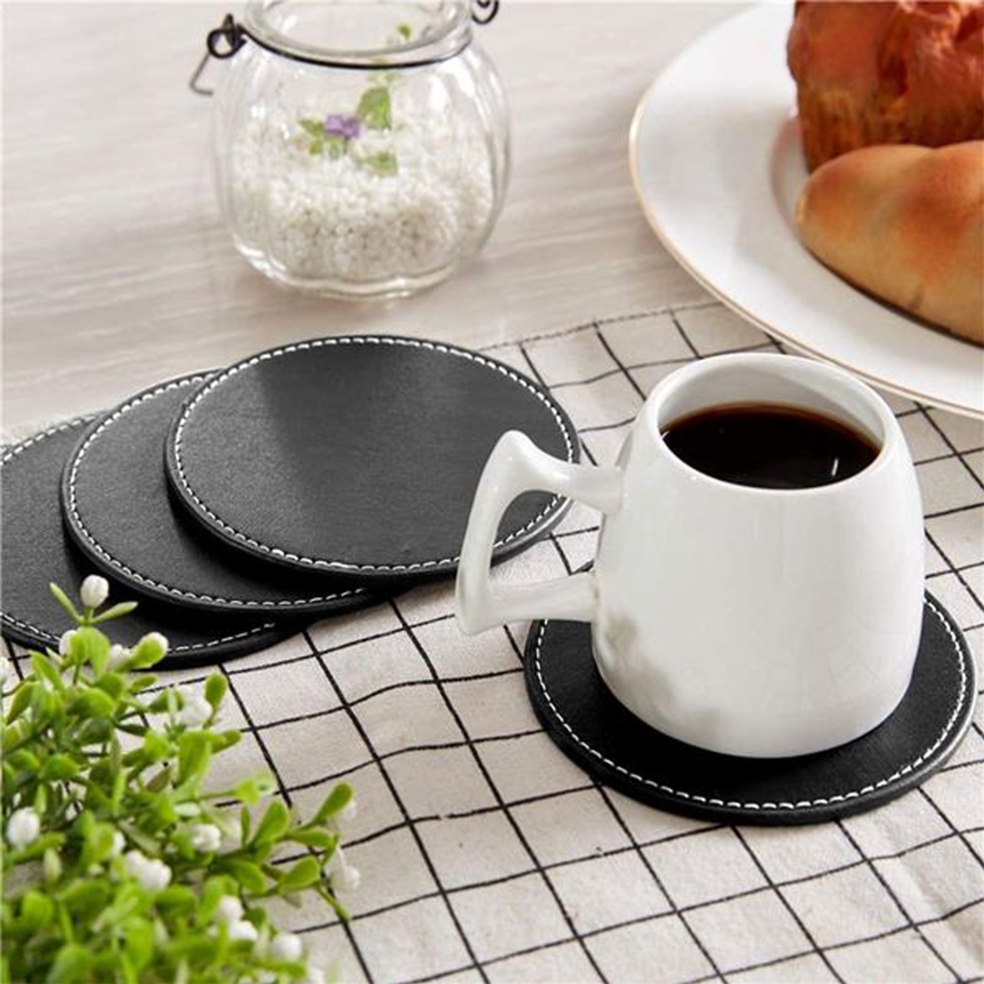 Round Faux Leather Coaster 2