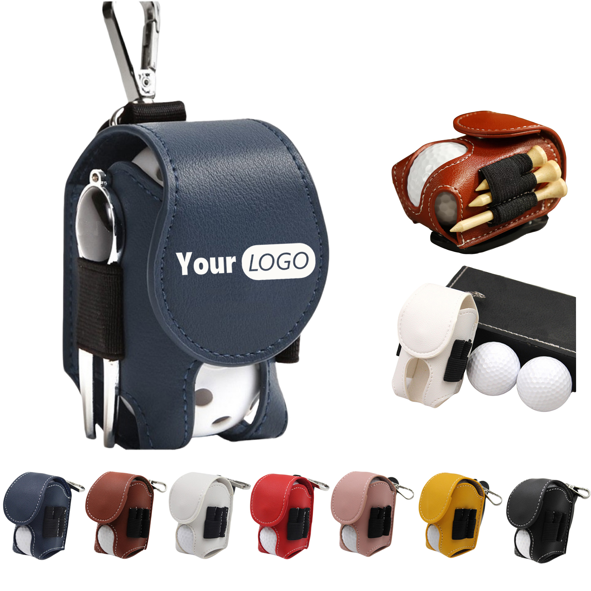 Compact Golf Ball Set Bag Made of PU Leather Material 2