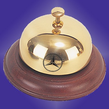 BRASS CALL BELL WOOD BASE 2