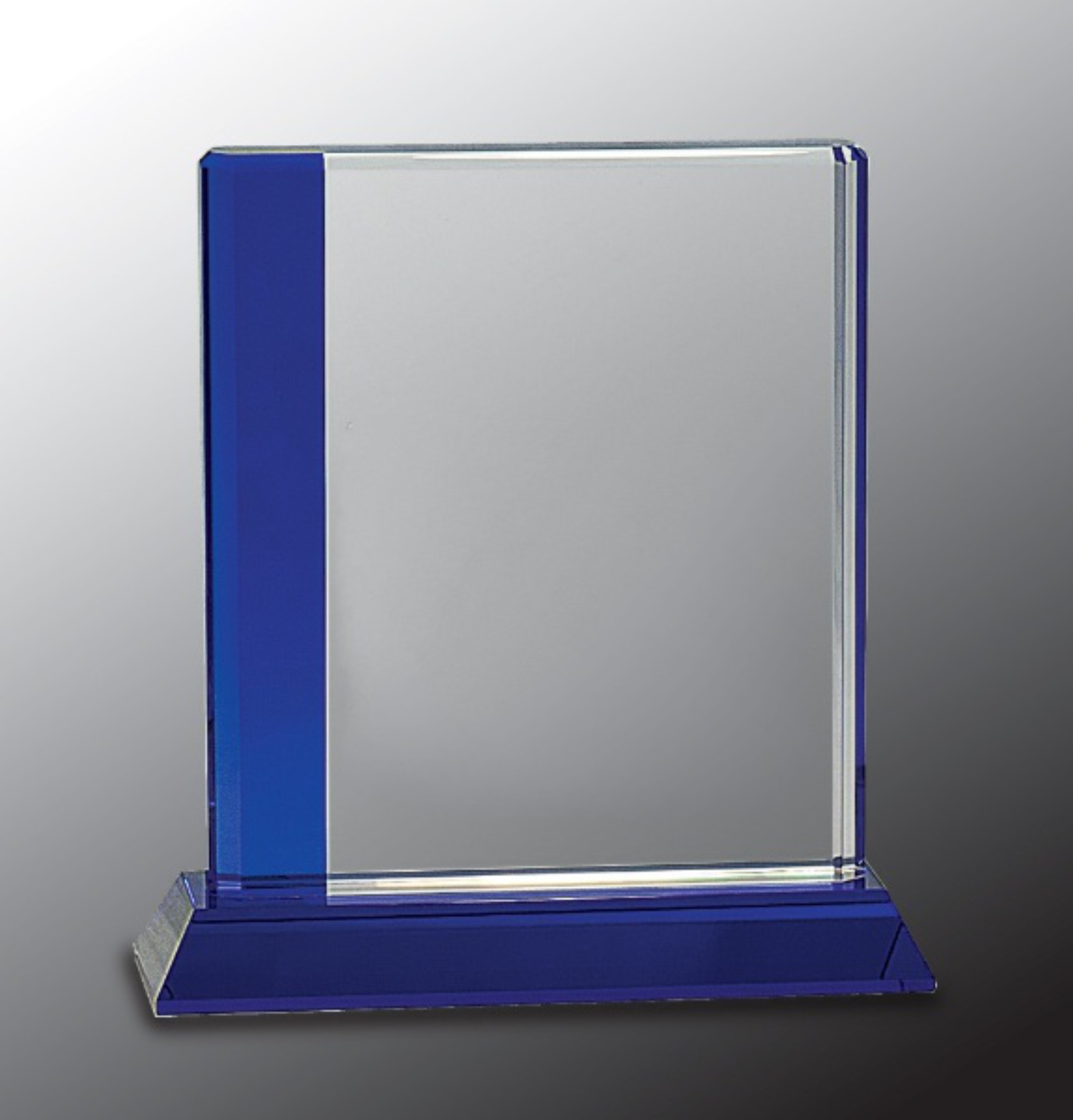 6 1/2" x 7" Blue Edge Crystal Award on Blue Base 3