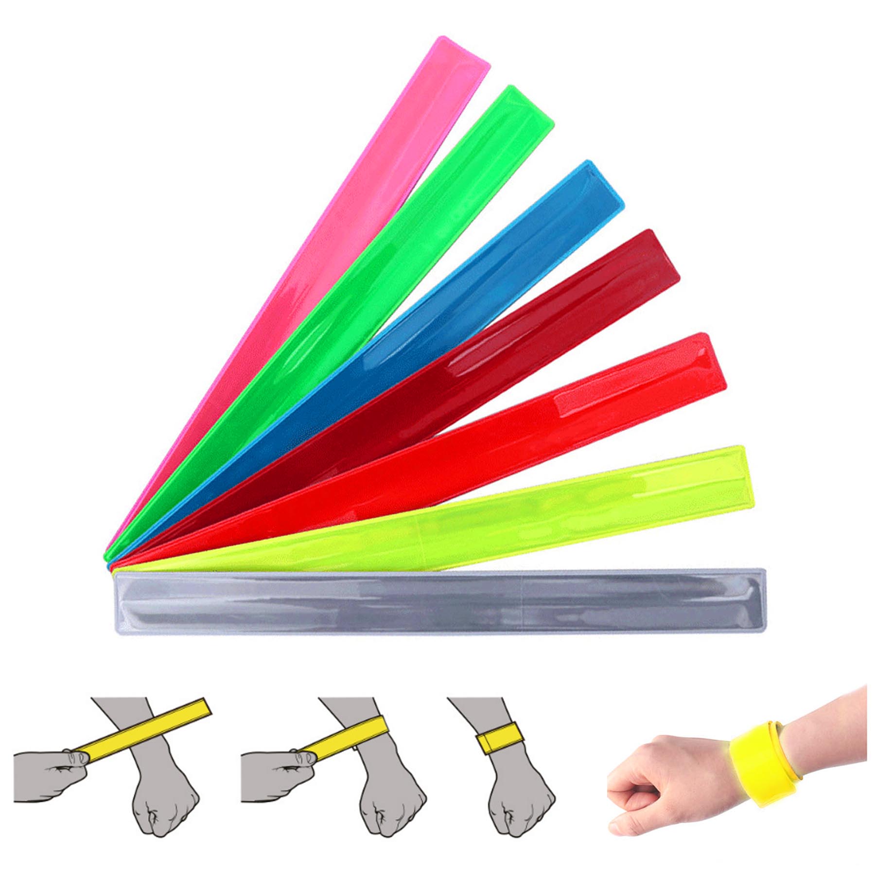 Soft Touch PVC Safety Reflective Slap Bracelet Wristband 2