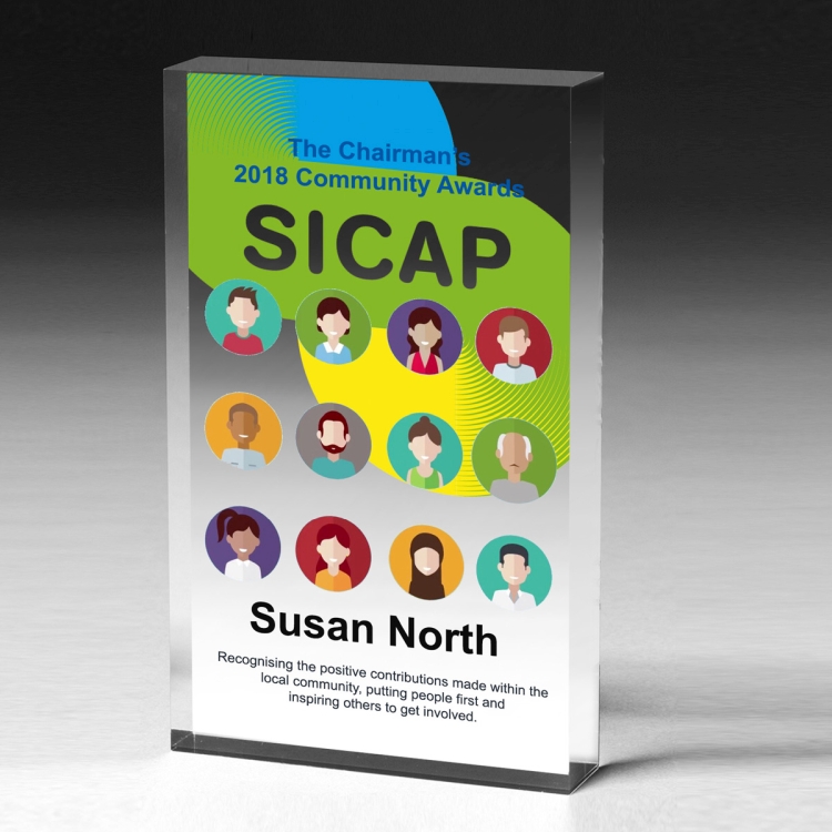 Rect. Acrylic Paperweight - 4" x 6" x 3/4" - 2045C-S (Screen Print) 1