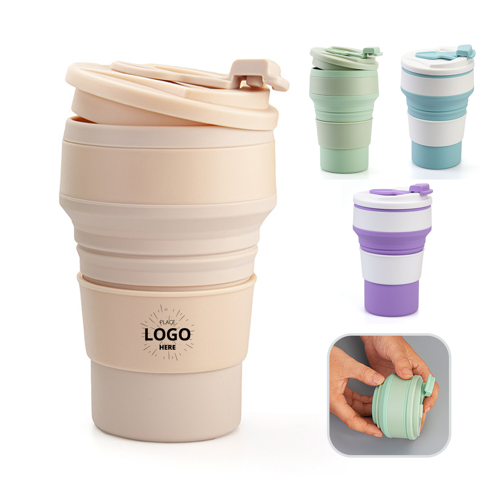 12 oz Portable Collapsible Cup Silicone with Leakproof Lid 6