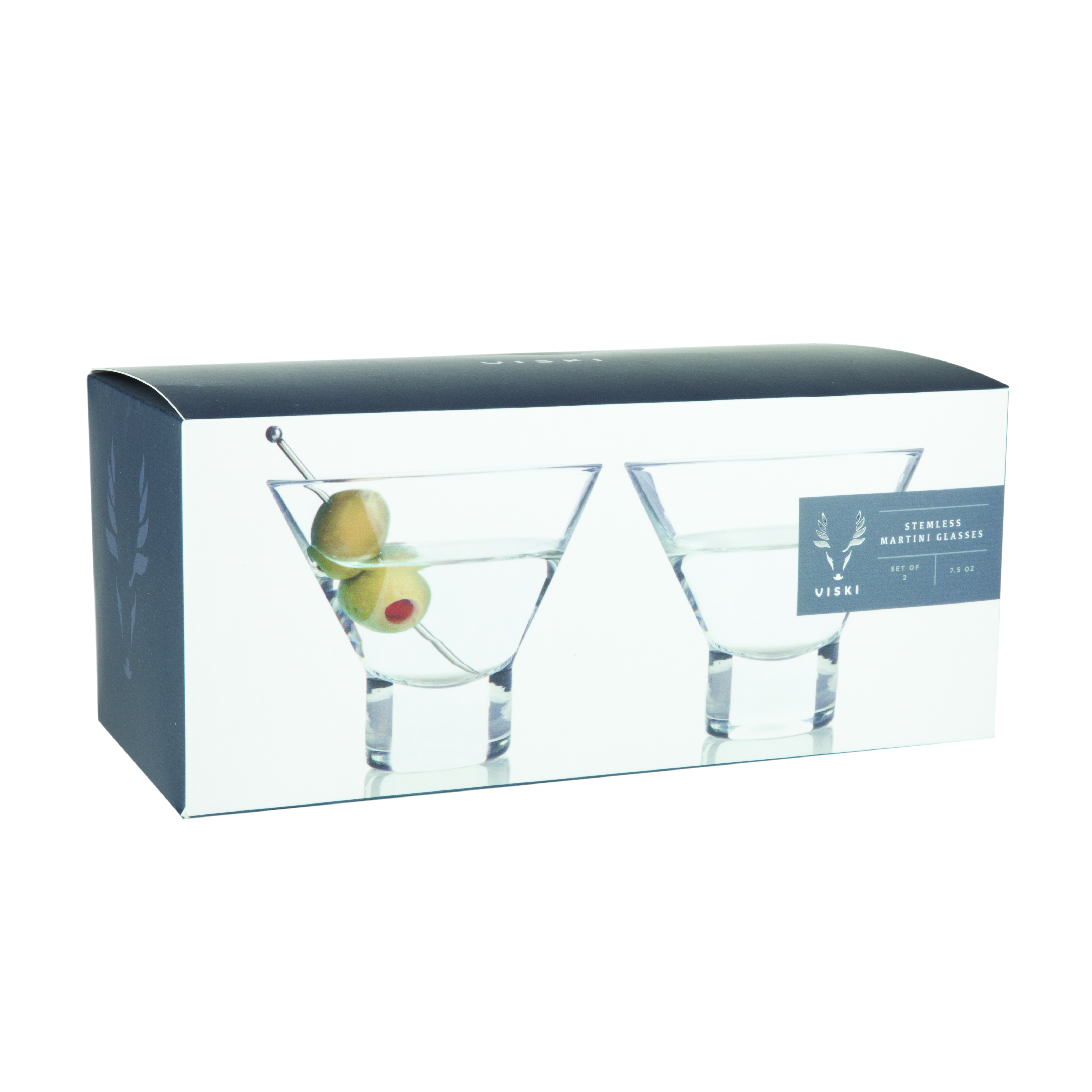 Viski® Raye Heavy Base Crystal Martini Glass, set of 2 10