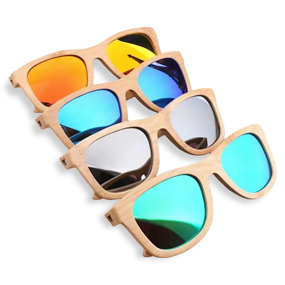 Bamboo Mirrored Lenses Promotional Sunglasses w/ Temple Imprint 15
