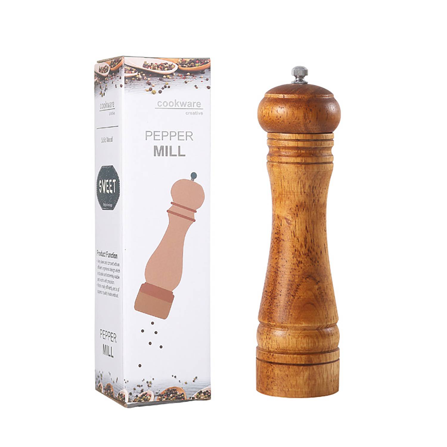 Durable Manual Wooden Pepper Grinder for Kitchen 6