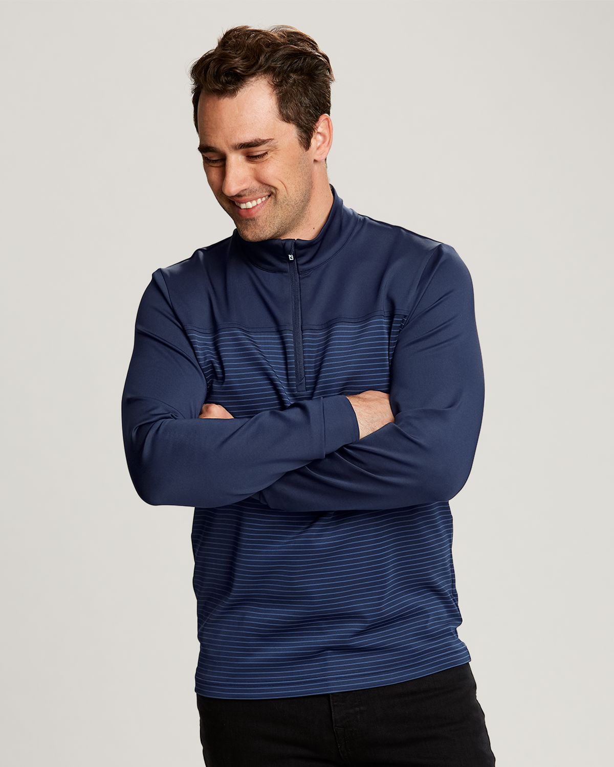 Cutter & Buck Traverse Recycled Smooth Stretch Mens Stripe Quarter Zip Pullover 51