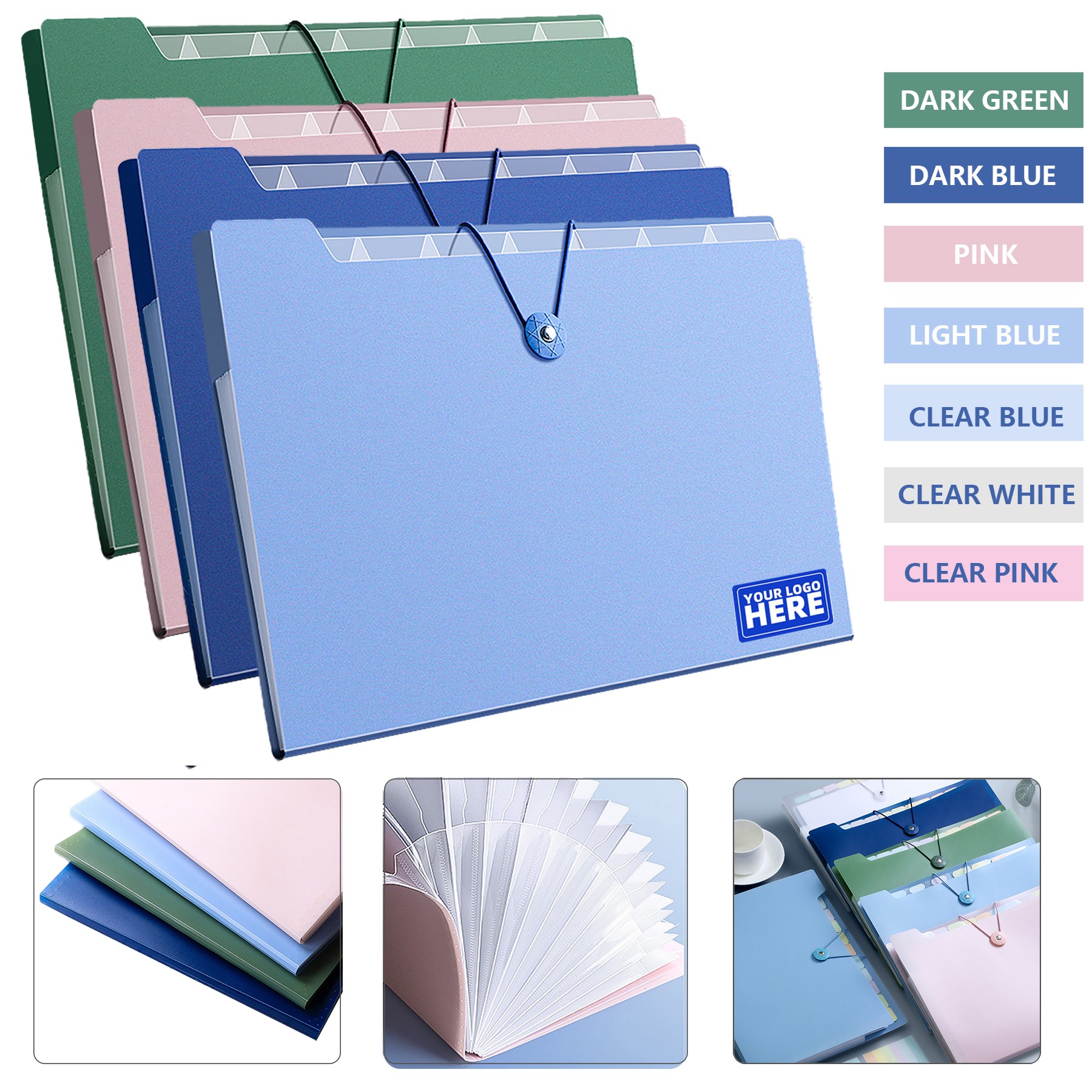 Expanding File Folders With 8 Pockets 8