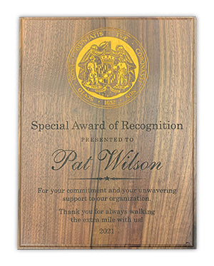 Walnut Plaque With Foil Highlights 2