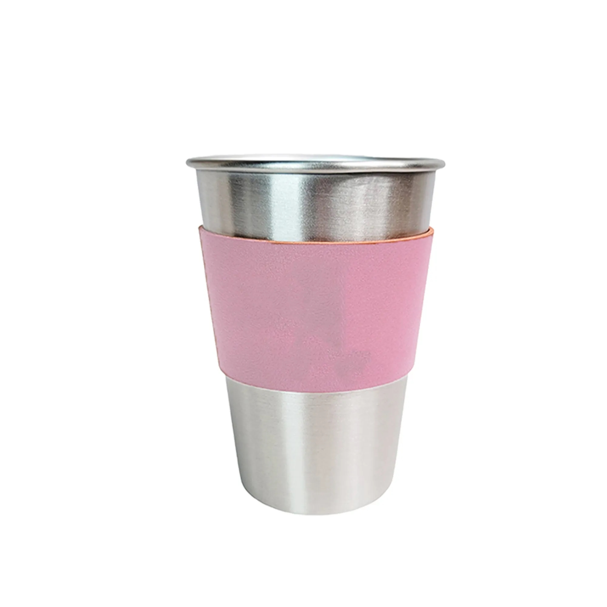 Outdoor Camping 304 Stainless Steel Water Cup with Leather C 8