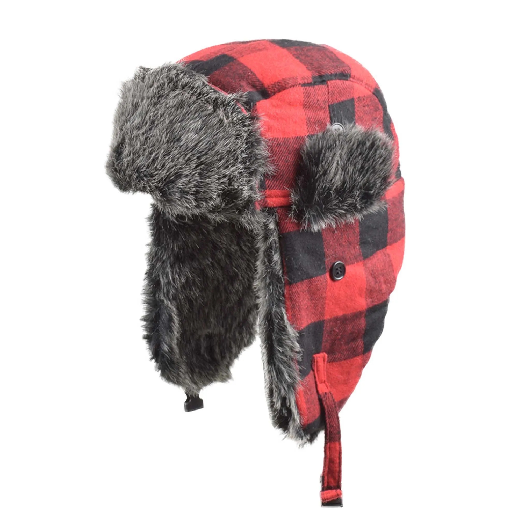 Winter Fleece Cycling Lined Plaid Hunter Hat 3
