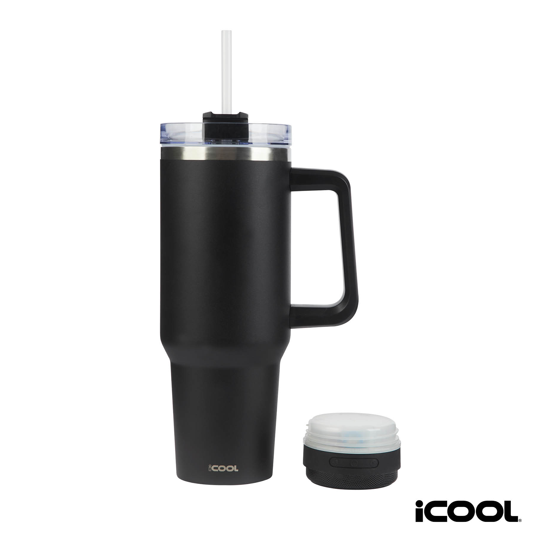 iCOOL® Borrego 40 oz. Double Wall, Stainless Steel Travel Mug with Speaker 12
