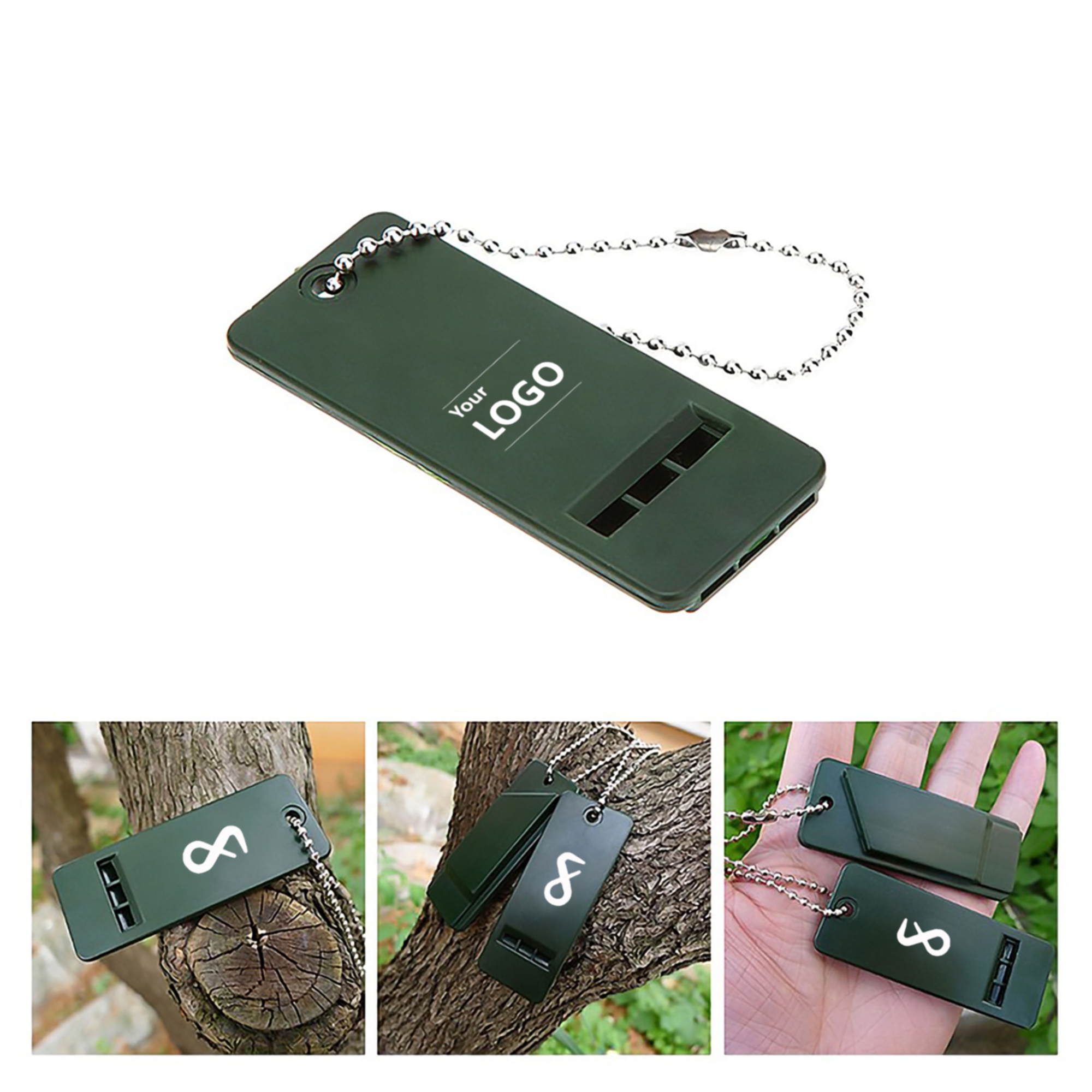 Flat Safety Whistle w/Chain 4