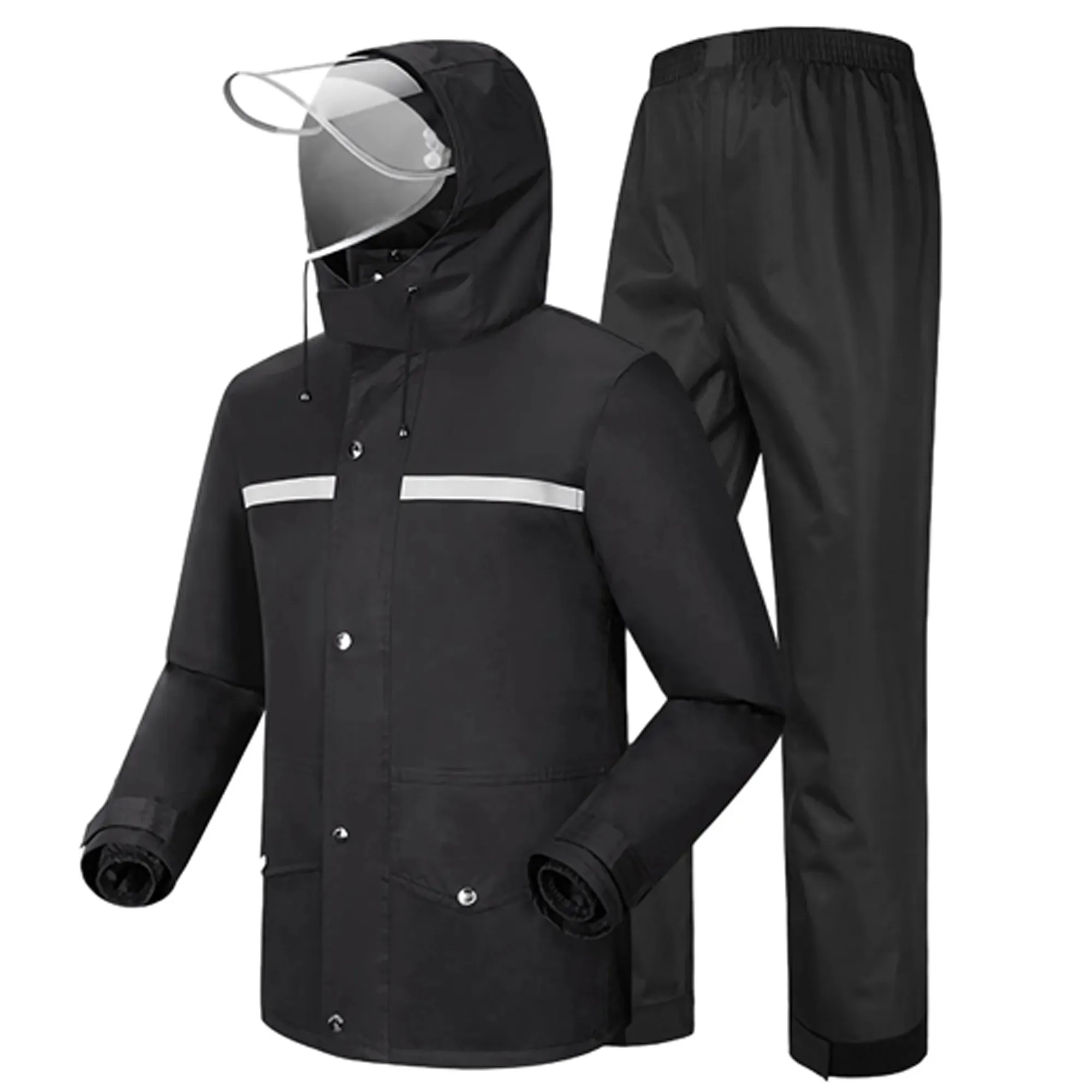 Outdoor Hooded Raincoat Set with Transparent Cover MOQ 10 4