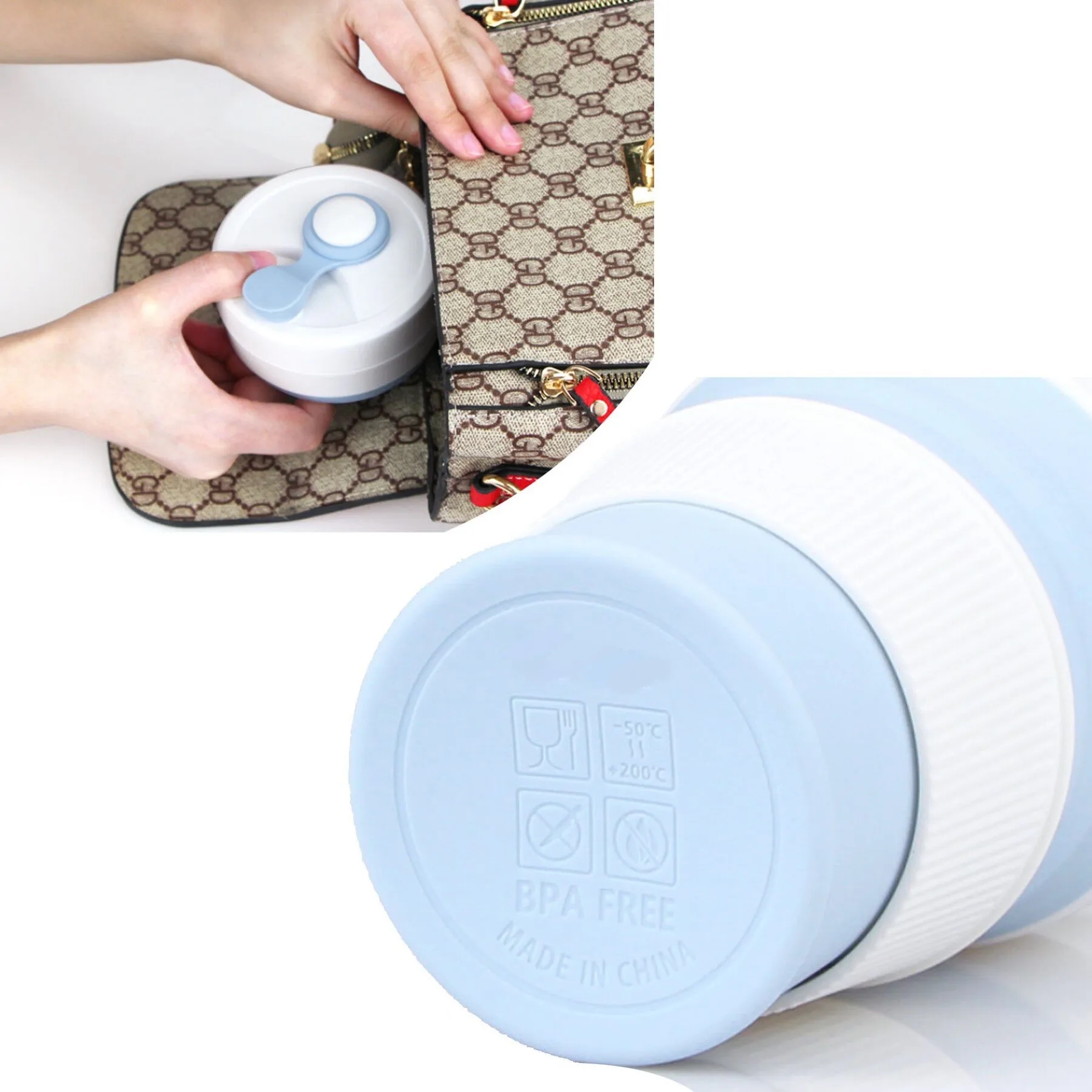 Silicone Collapsible Travel Folding Drinking Cup W/Lid 4