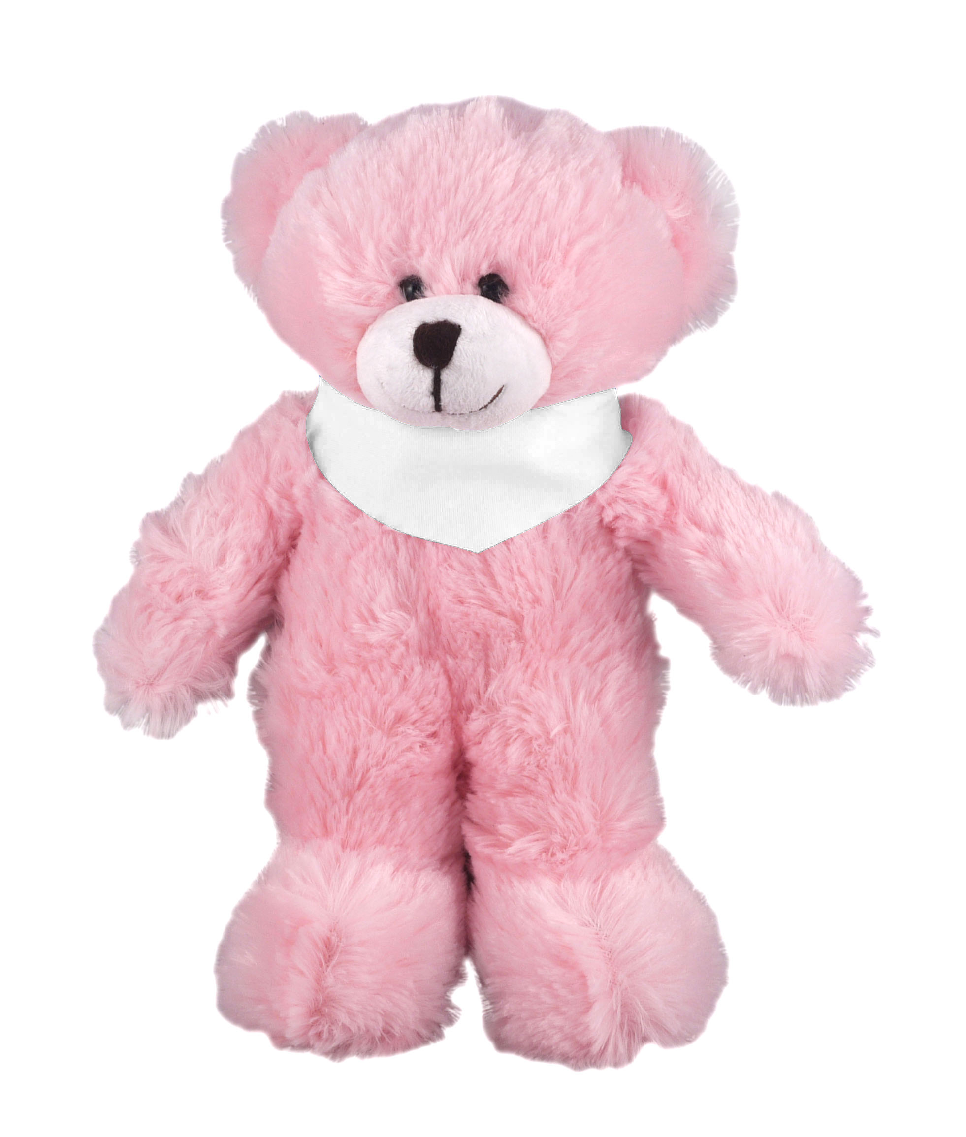 Soft Plush Stuffed Pink Bear with Bandana 6