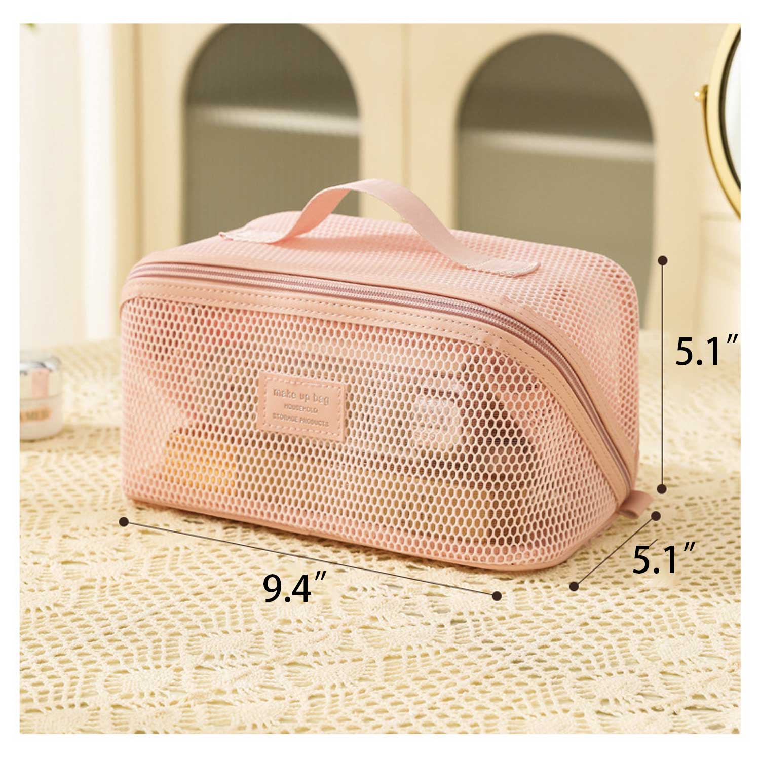 Large Travel Organizer Luxury Mesh Makeup Bag 7