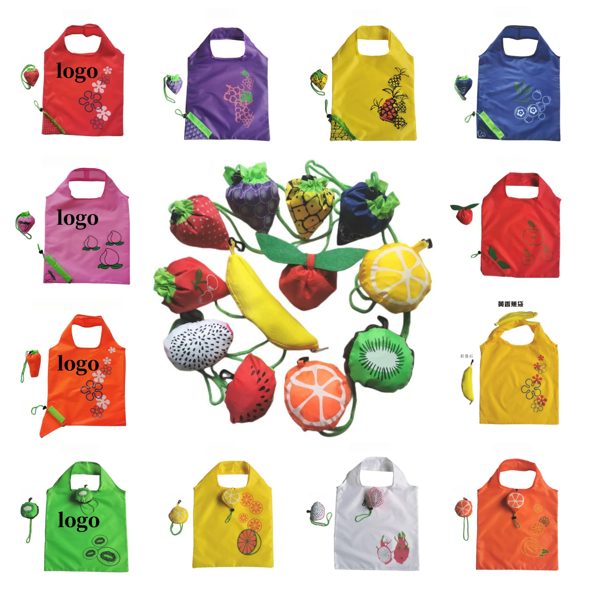 Reusable Grocery Bags Foldable Strawberry With Handle 15