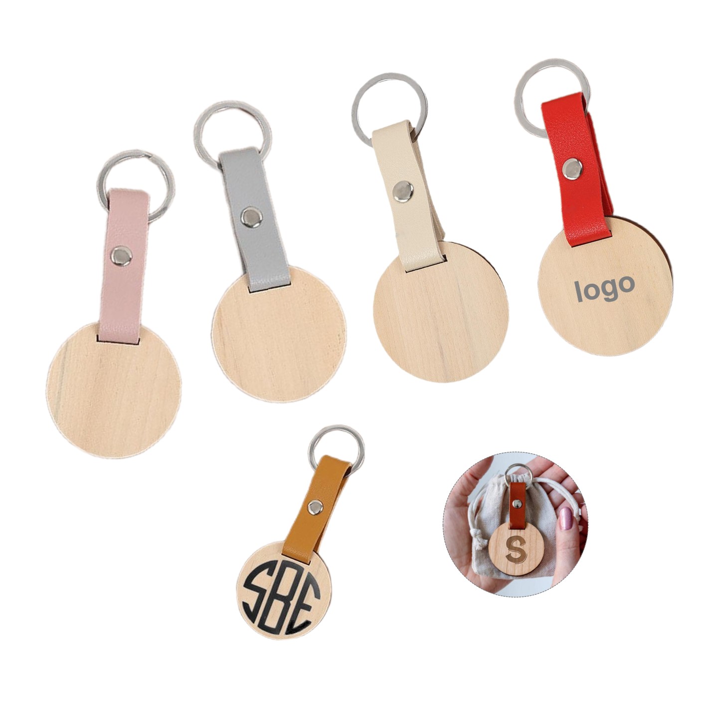 Round Wood Keychain 3